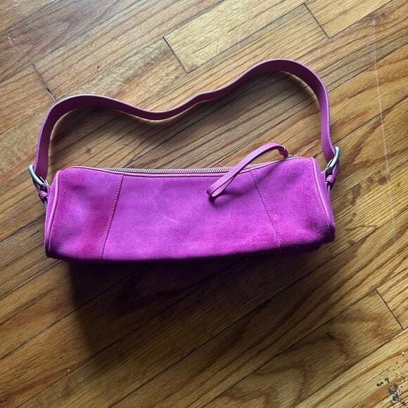 Vintage Ann Taylor Purple Suede Baguette Bag – Genuine Leather - Picture 1 of 8